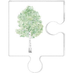 Birch tree illustration on a puzzle piece